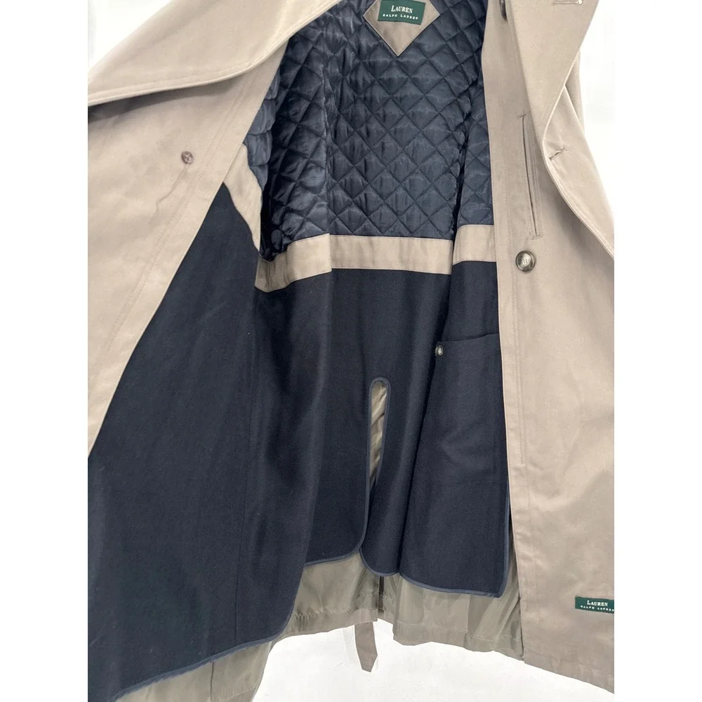 Lauren Ralph Lauren Men Double Breasted Trench Coat Quilted Removable Lining 44S